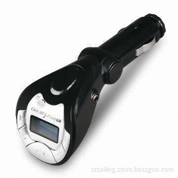 Car FM Transmitter with Plug in SD/MMC Card and U-port/Movable Disk